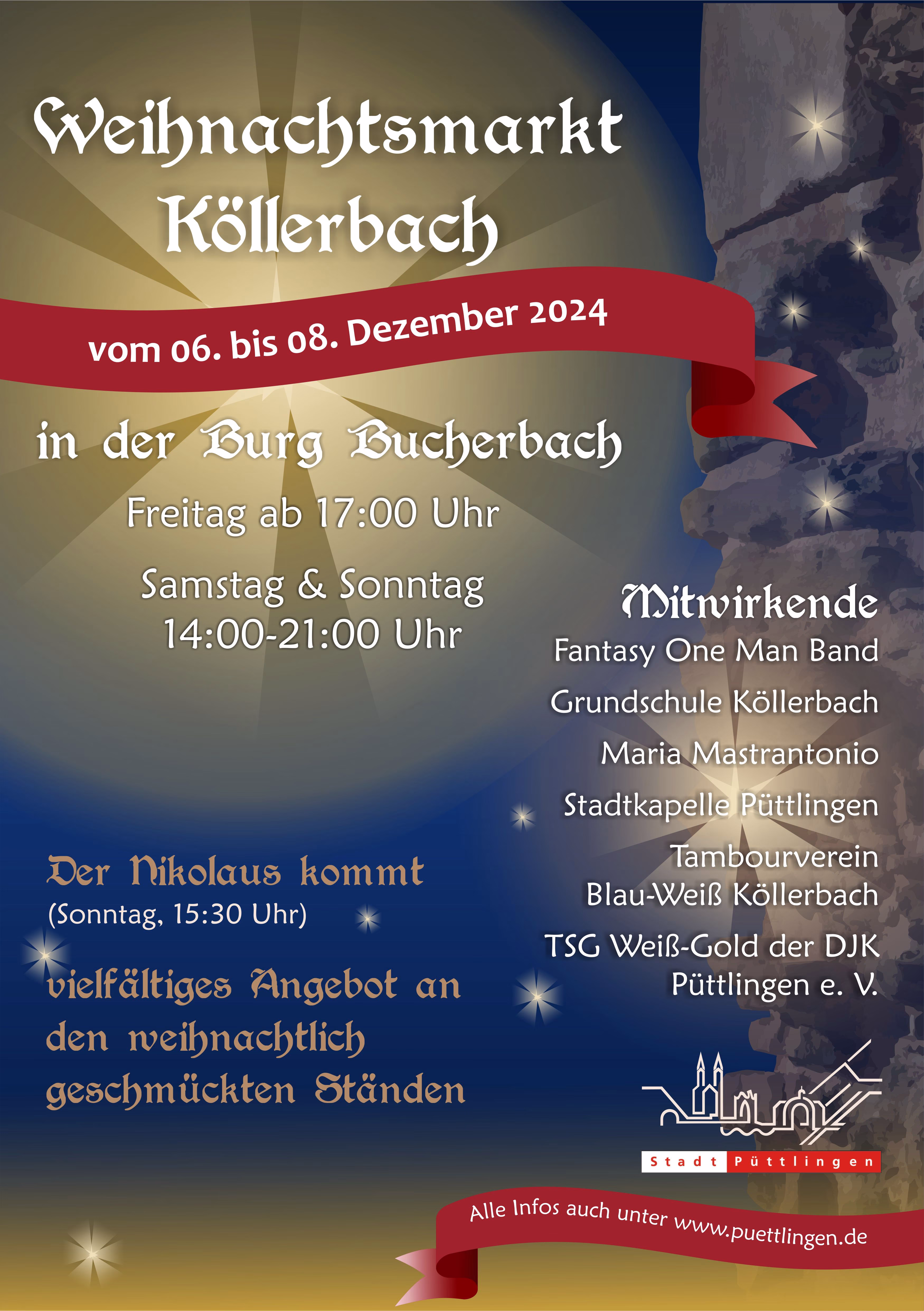 Weihnachtsmarkt Köllerbach: Winterzauber in romantischer Kulisse Plakat Weihnachtsmarkt Köllerbach